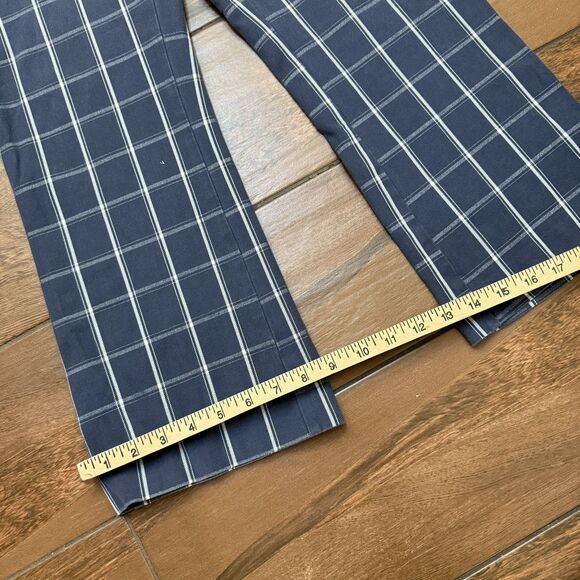 Women's Blue Gray Windowpane Plaid High Rise Flare Crop Pants A New Day Sz 10 - Picture 5 of 7